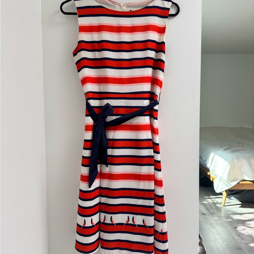 Striped Sleeveless Dress with Belt